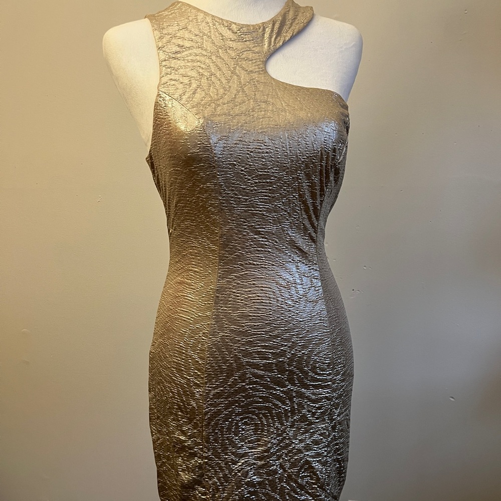 Guess Gold One Shoulder Dress